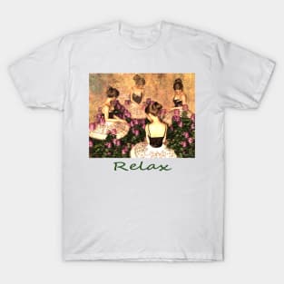 Four ballerinas taking a break among flowers, zen, yoga, buddhism T-Shirt